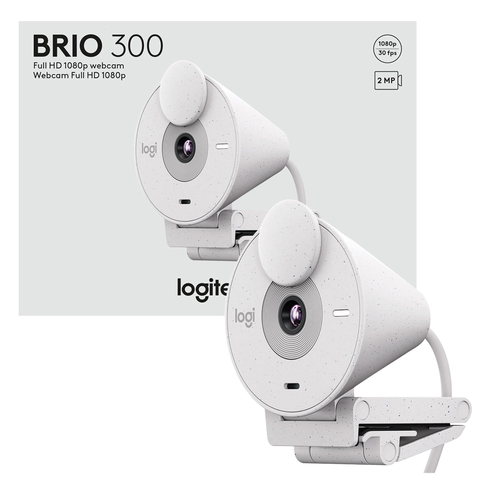 camara Logitech BRIO 300 - Webcam, 2 MP, 1080p, 960-001440  gris