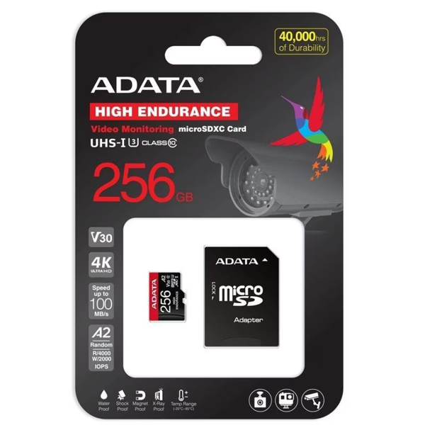 Memoria Micro SD ADATA 256GB UHS-I U3 / Class 10 V30 A2  100MB/s AUSDX256GUI3V30SHA2 -RA1