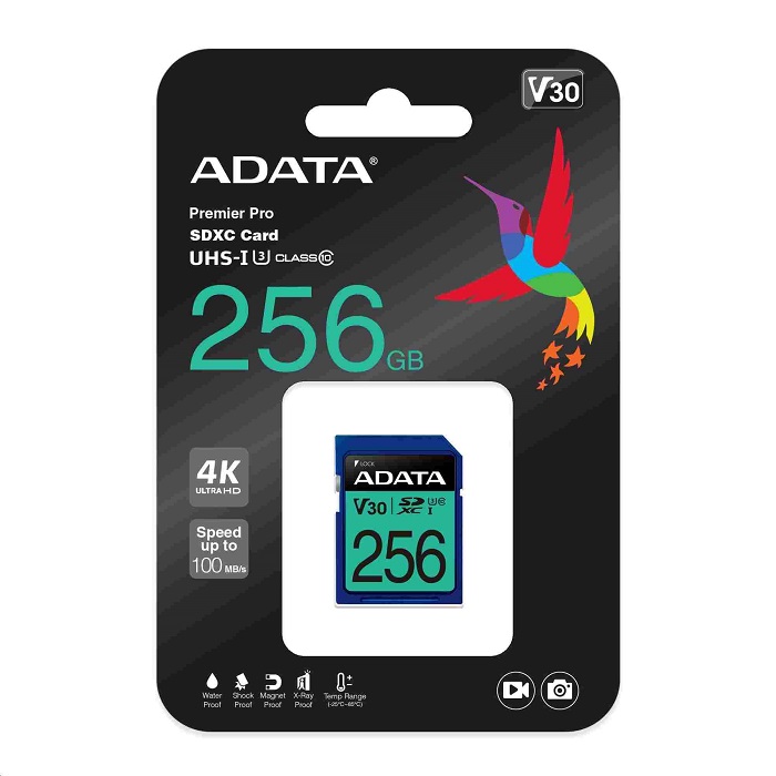 MEMORIA SD 256GB ADATA Premier Pro - Tarjeta de memoria SD V30S SDXC UHS-I U3 V30 Clase 10 Full HD y 4K UHD SDASDX256GUI3V30S-R