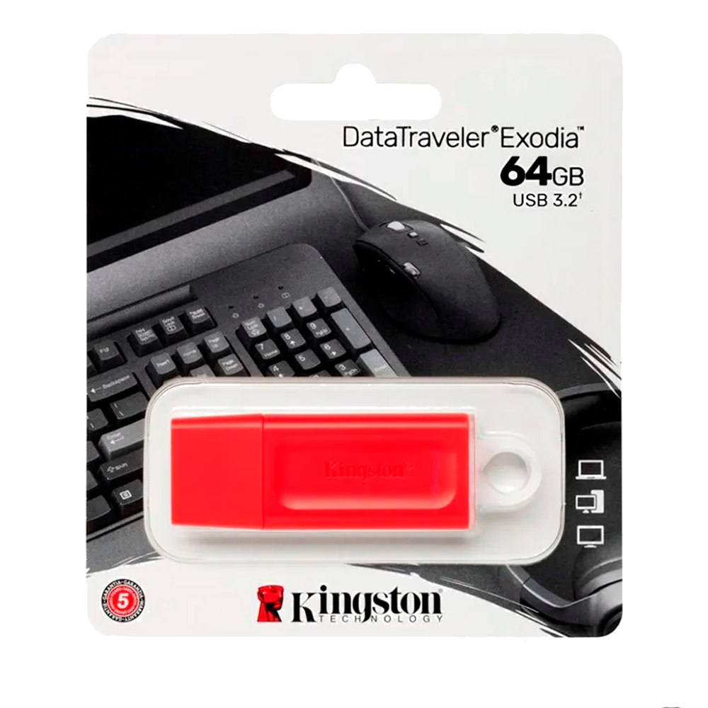 Memoria USB Rojo 3.0 Kingston 64GB, KC-U2G64-7GR
