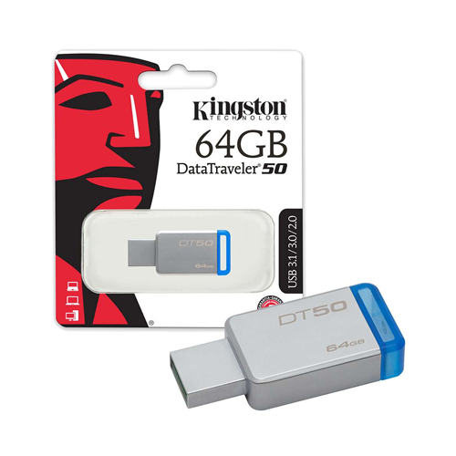 Memoria USB Data Traveler 50 64GB 3.1 Blue Metal Kingston
