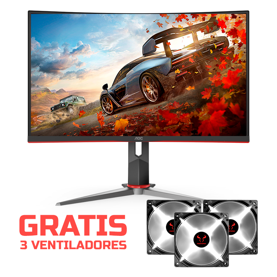 Monitor Gaming AOC Curvo 27" 165Hz 1080p HDMI Black/Red C27G2 Gratis 3 Ventiladores