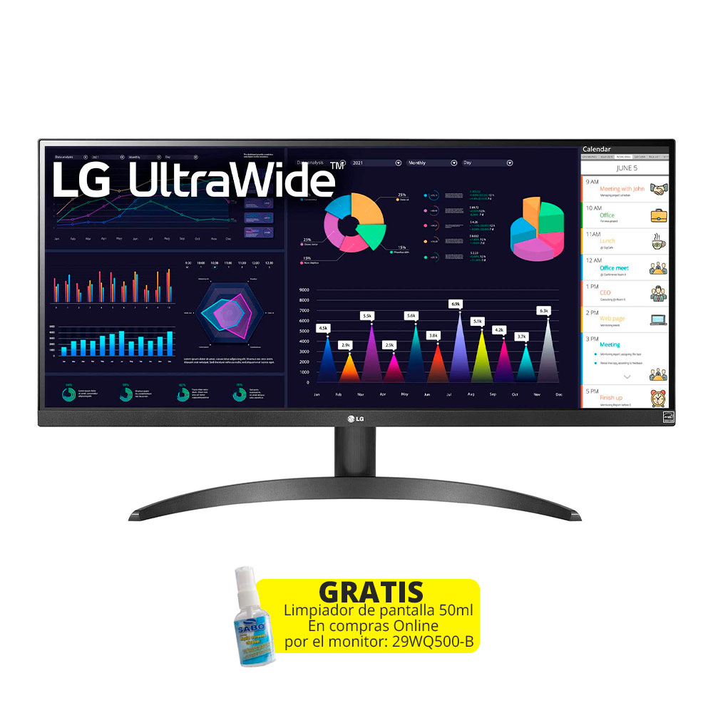 Monitor, LG UltraWide 29" DisplayPort/HDMI, 100Hz, 29WQ500-B