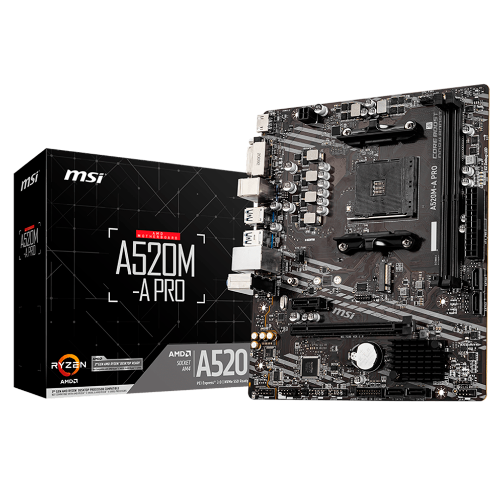 Motherboard MSI A520M-A PRO AM4, 911-7C96-108 OEM NO CAJA