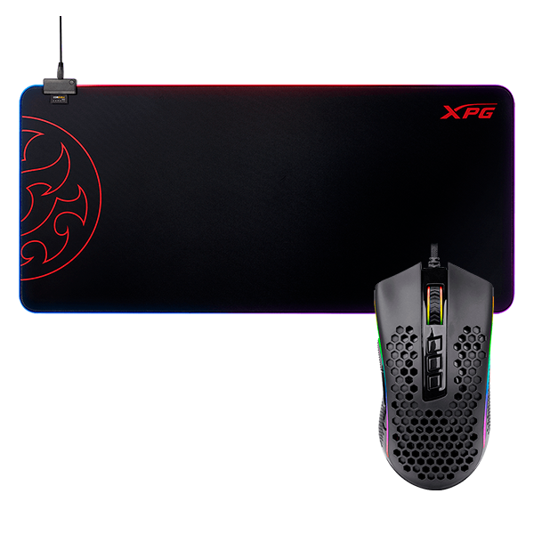 Mouse Pad XPG Battleground XL Prime RGB y Mouse Gaming Redragon Storm Elite RGB