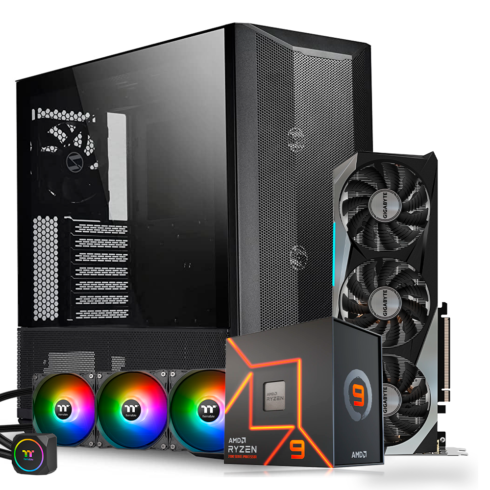 PC COOL MESH X, Ryzen 9 7900X, 16GB DDR5, 512GB M.2, RTX 3070 8GB OC, Thermaltake 360MM, PSU 750w 80+Bronce