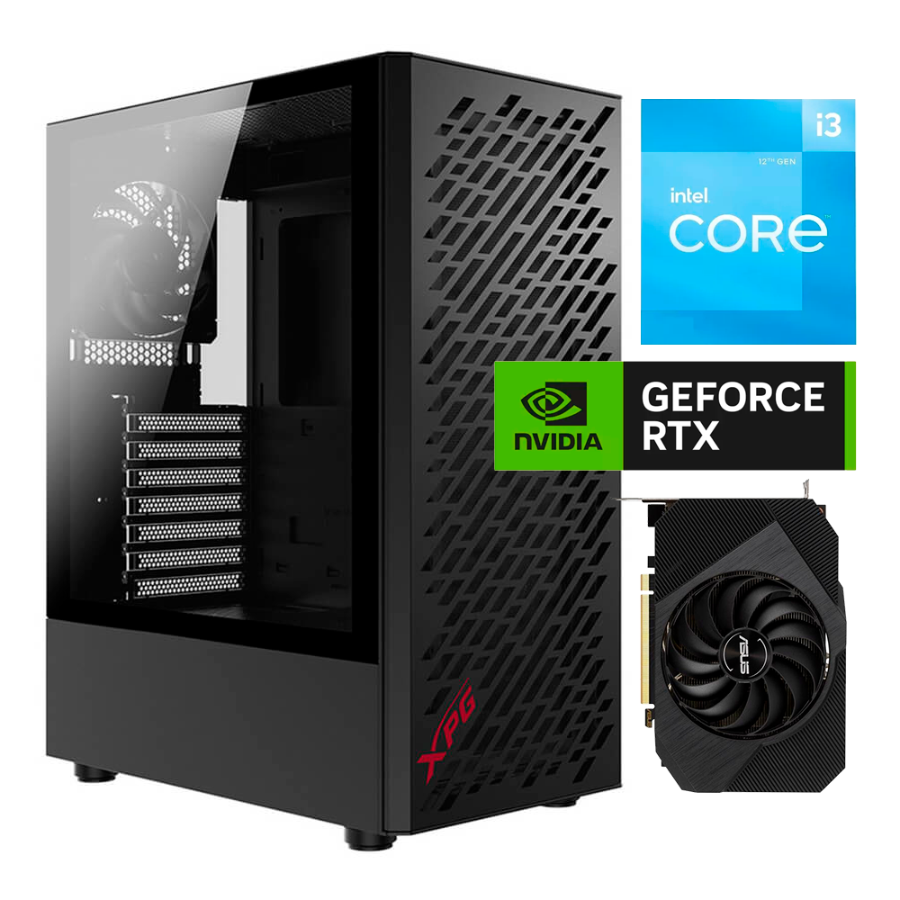 PC Intel AIR 13th, i3 13100F, 16GB 3200Mhz, 256GB M.2, RTX 3050 8GB, H610, 550w 80+