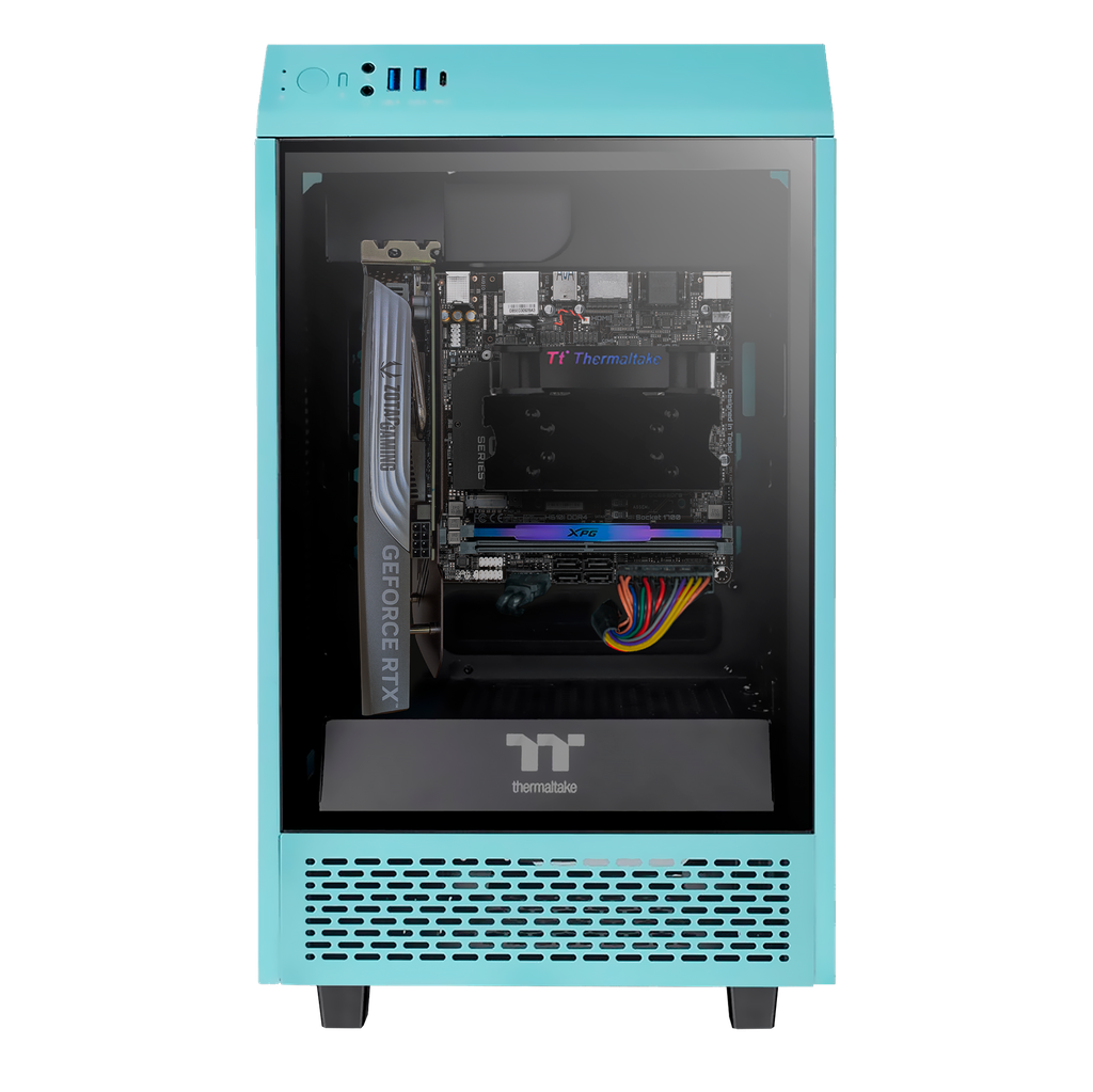 PC Mini Tower - Intel i5 12400, RTX 4060 8GB, M.2 512GB, RAM 16GB DDR4, H610, 550W 80+ Turquesa