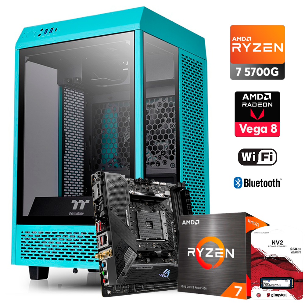 Pc Mini Zen Ryzen 7 5700G, DDR4 16GB, M.2 250GB, 600W 80+ Gold