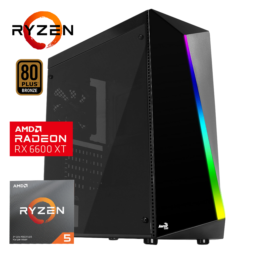 Pc SHARD Ryzen 5 3600, 240 GB SSD, 8 GB DDR4, RX 6600 XT, 500w 80+ Bronce