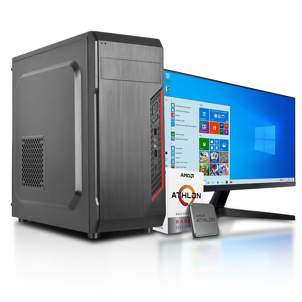 PC Standard Athlon 3000G, 8GB DDR4, SSD 240GB, A320M, Monitor 22", Teclado y Mouse