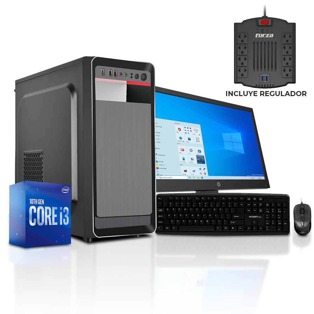 PC Standard Intel i3 10100, 8GB RAM, SSD 240GB, H410, Monitor 18.5, Teclado y Mouse