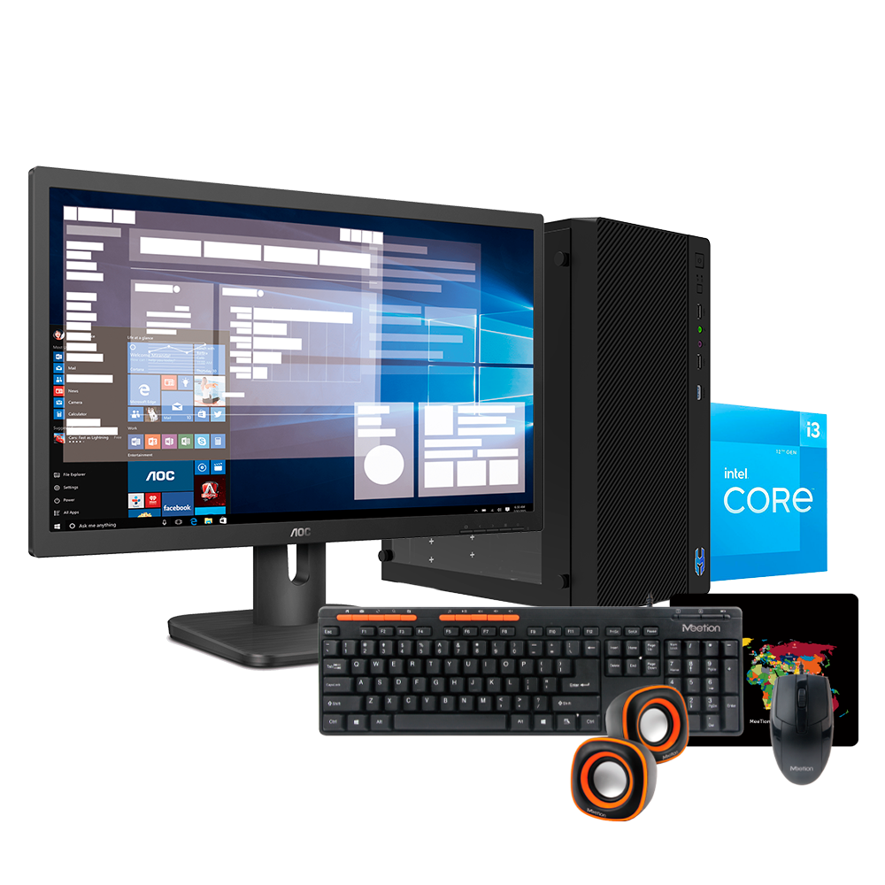 PC Standard | Intel i3-12100 12TH, 16GB DDR4, M.2 256GB teclado, mouse y Monitor 19.5"