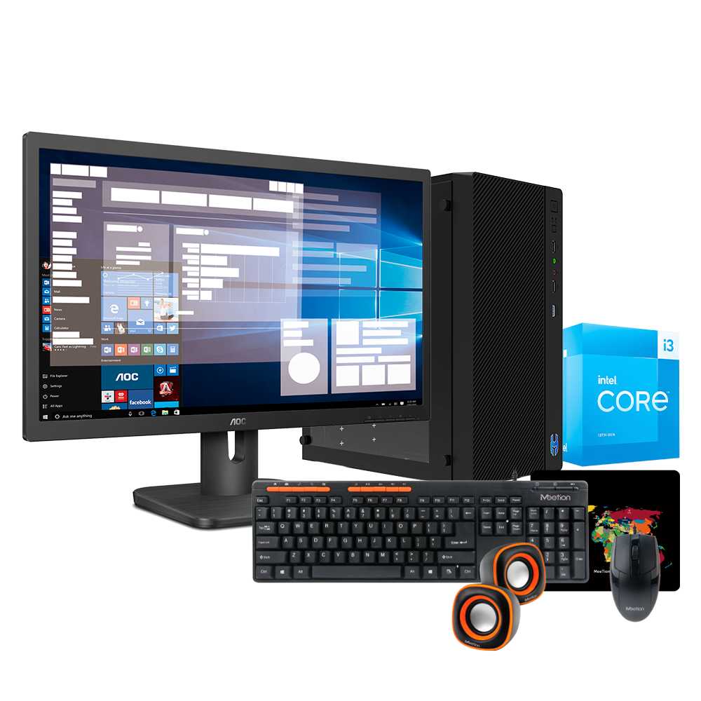PC Standard | Intel i3-13100 13TH, 16GB DDR4, M.2 256GB, teclado, mouse y Monitor 19.5"