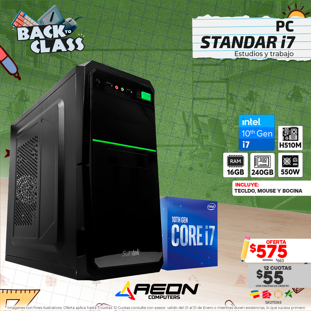 PC Standar i7-10700, 16GB DDR4, 240GB SSD