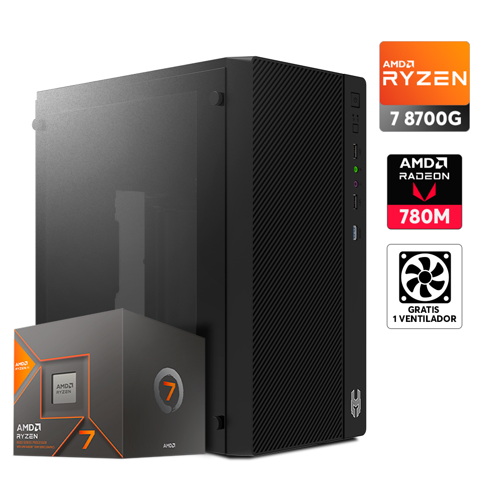 Pc ZEN 8000 Ryzen 7 8700G, Radeon 780M, DDR5 16GB, M.2 512GB, 430W
