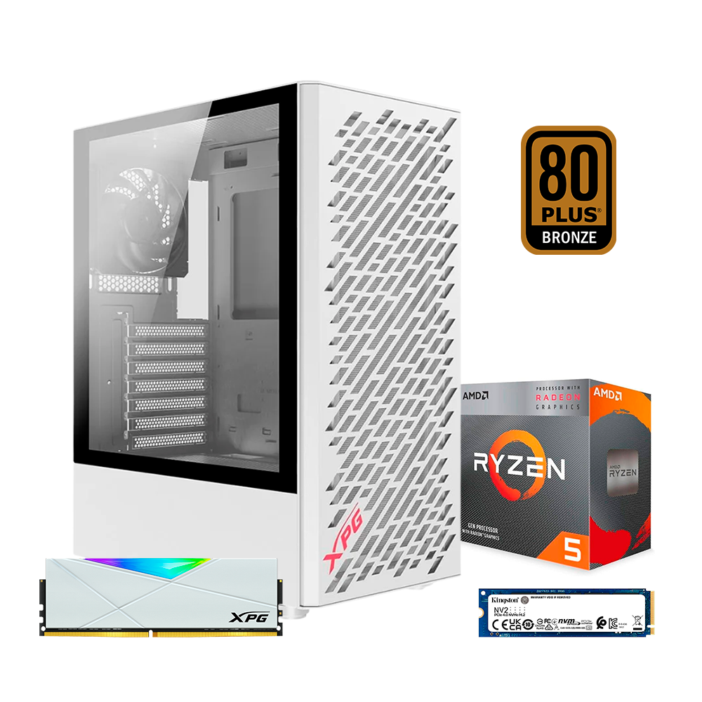 PC ZEN Snow, Ryzen 5 4600G, 16GB 3600Mhz, M.2 500GB, B550M, 550W 80+