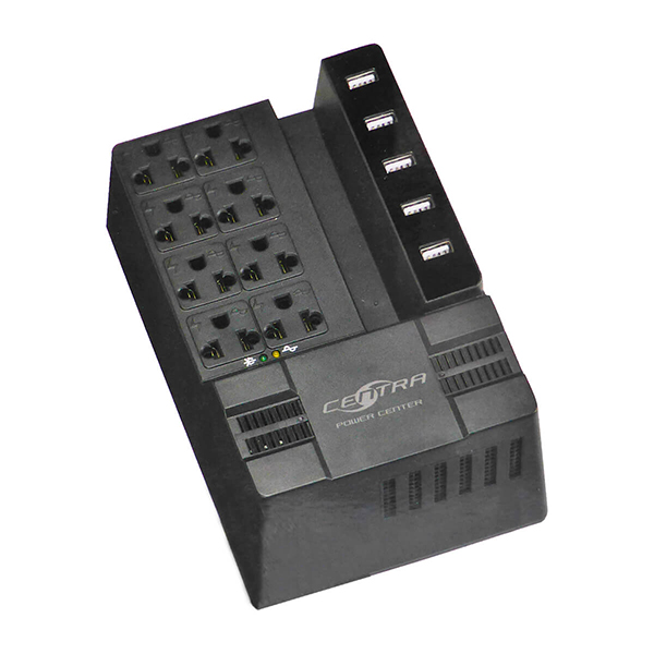 Supresor de Picos Centra PCP 1200-8 1200VA con 5 Puertos de carga USB