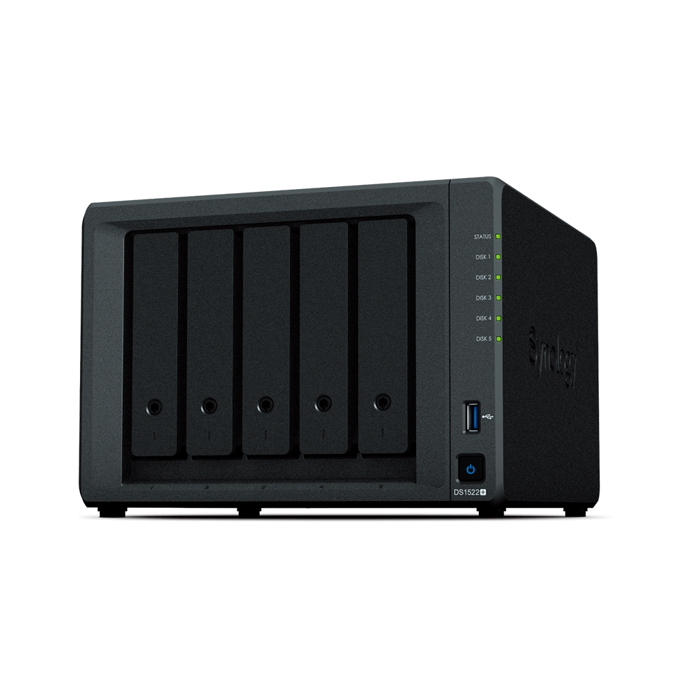 Synology DS1522+ DiskStation NAS de 5 bahías (AMD Ryzen R1600 8GB Ram 4xRJ-45 1GbE LAN-Port)