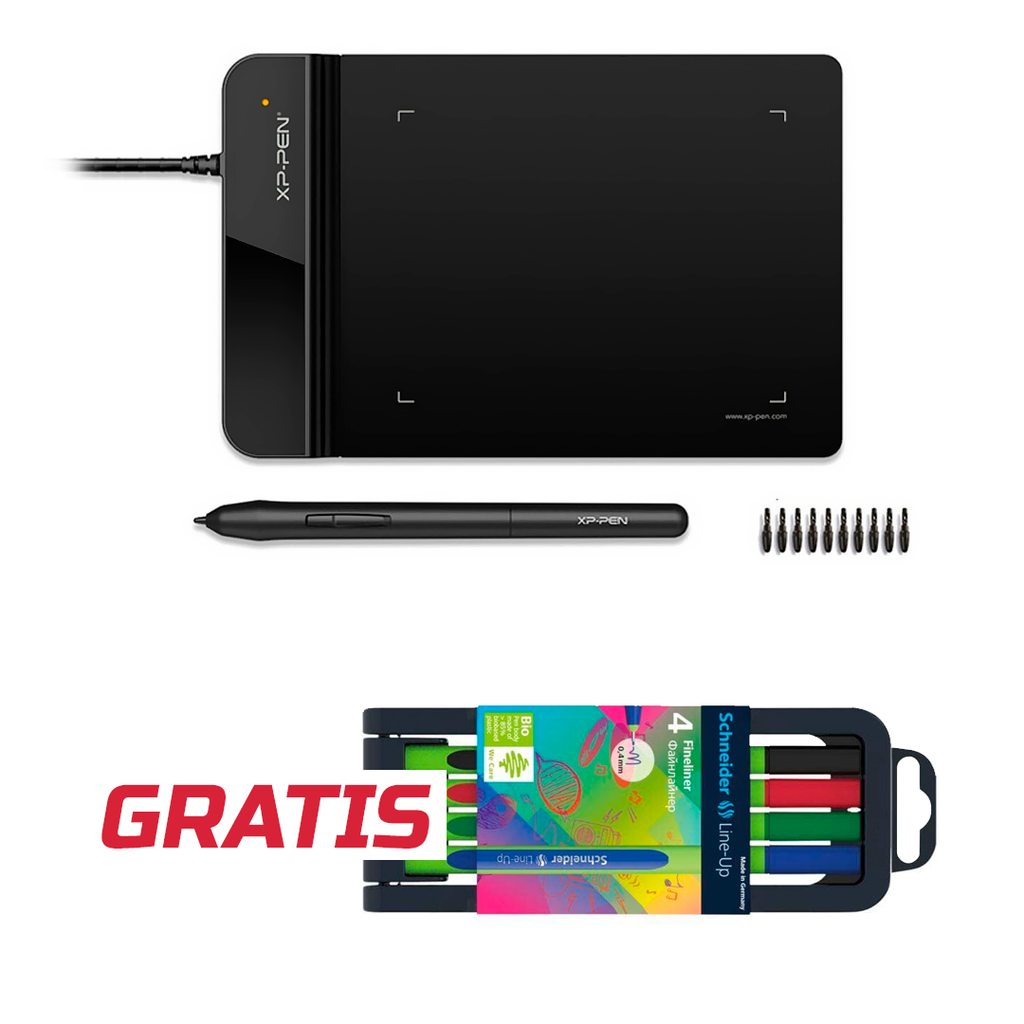 Tableta de dibujo XP PEN Star G430S + Gratis Estuche con 4 Rotuladores Punta Fina Schneider
