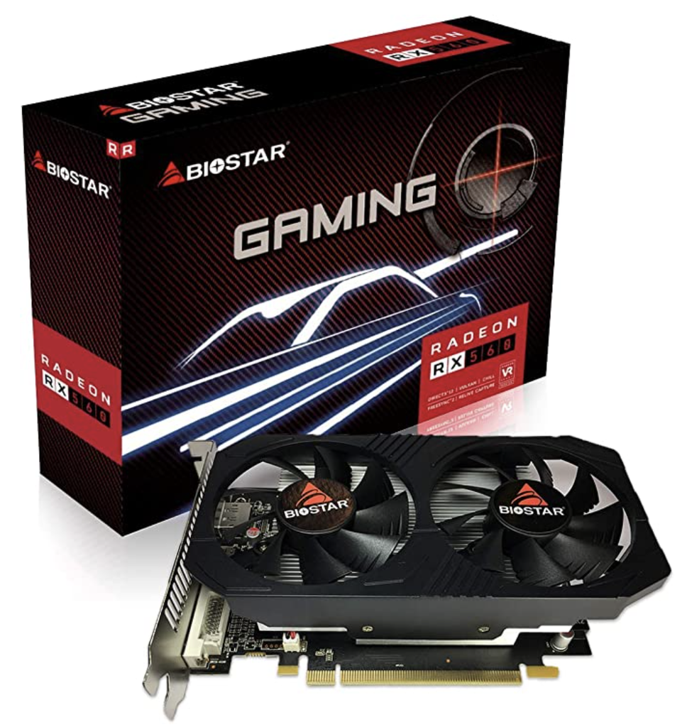 Tarjeta de Video Biostar AMD RADEON RX 560 4GB VA5615RF41-RGMRA-BS2