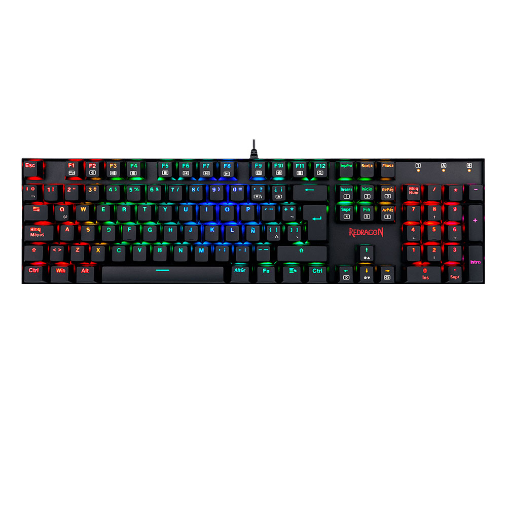 Teclado Mecanico Redragon MITRA Black, Switch Blue, Ingles K551RGB-1