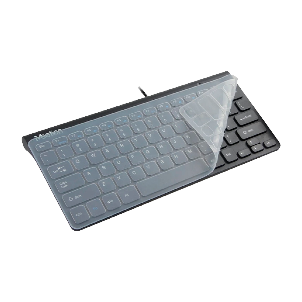 Teclado Mini Meetion MT-K400, Conexion USB + Protector de teclado transparente, 12 atajos Multimedia, Black