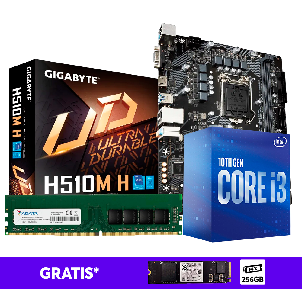 UPGRADE KIT | H510M + Intel i3 10100 + 8GB DDR4 | GRATIS M.2 256GB