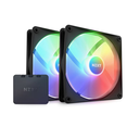Ventilador NZXT F140 RGB Core Twin Pack – controlador RGB – 8 LED – Alta presión estática y flujo de aire – Software CAM – Negro