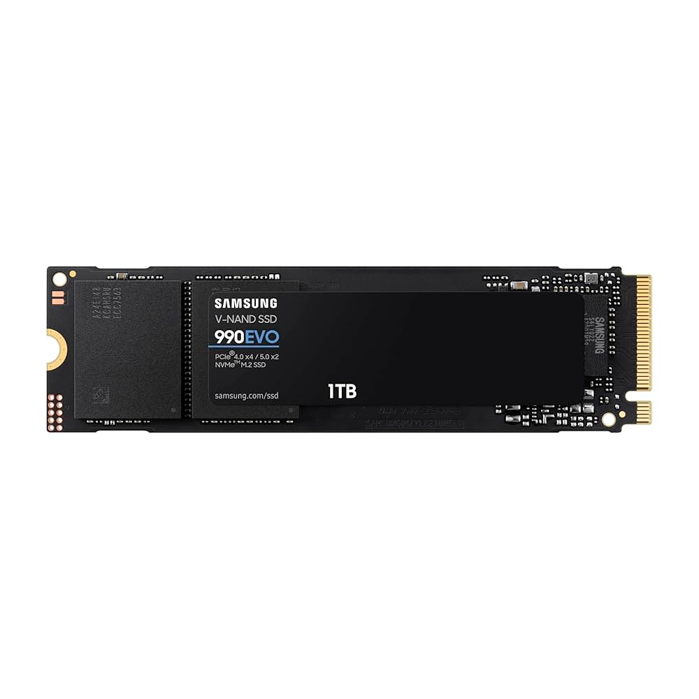 Unidad Estado Solido SAMSUNG 990 EVO SSD 1TB, PCIe Gen 4x4 | Gen 5x2 M.2 2280, Speeds Up-to 5,000MB/s, Technology and Intelligent Turbowrite (MZ-V9E1T0B)