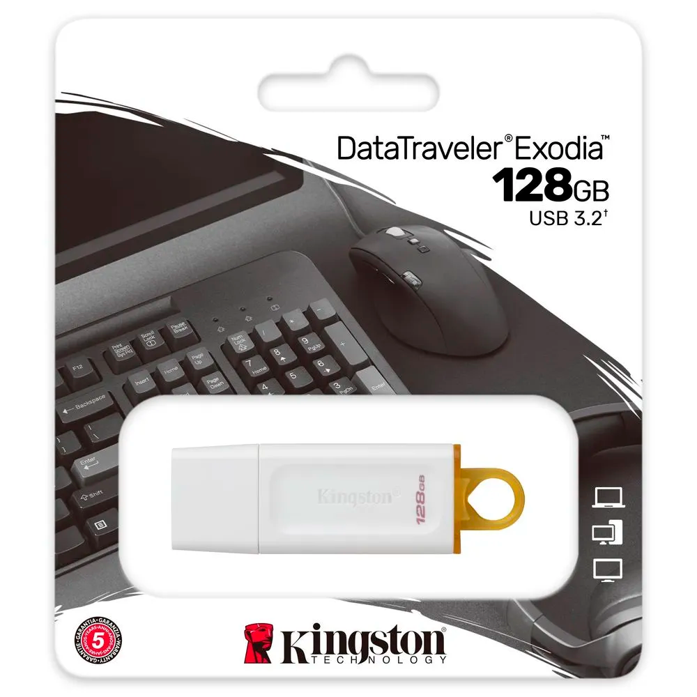 Memoria Kingston 128GB USB 3.2 DT Exodia LATAM DTX -White, KC-U2G128-5R