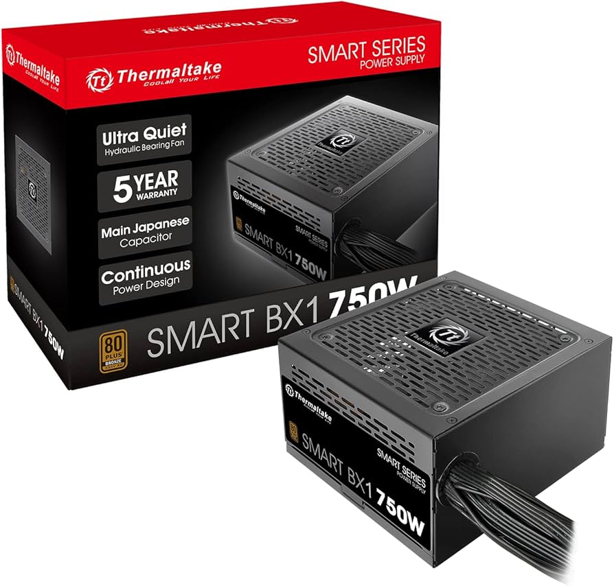 Fuente de Poder Thermaltake Smart Series BX1 750W, 80 Plus Bronce, PS-SPD-0750NNFABU-1, Open Box