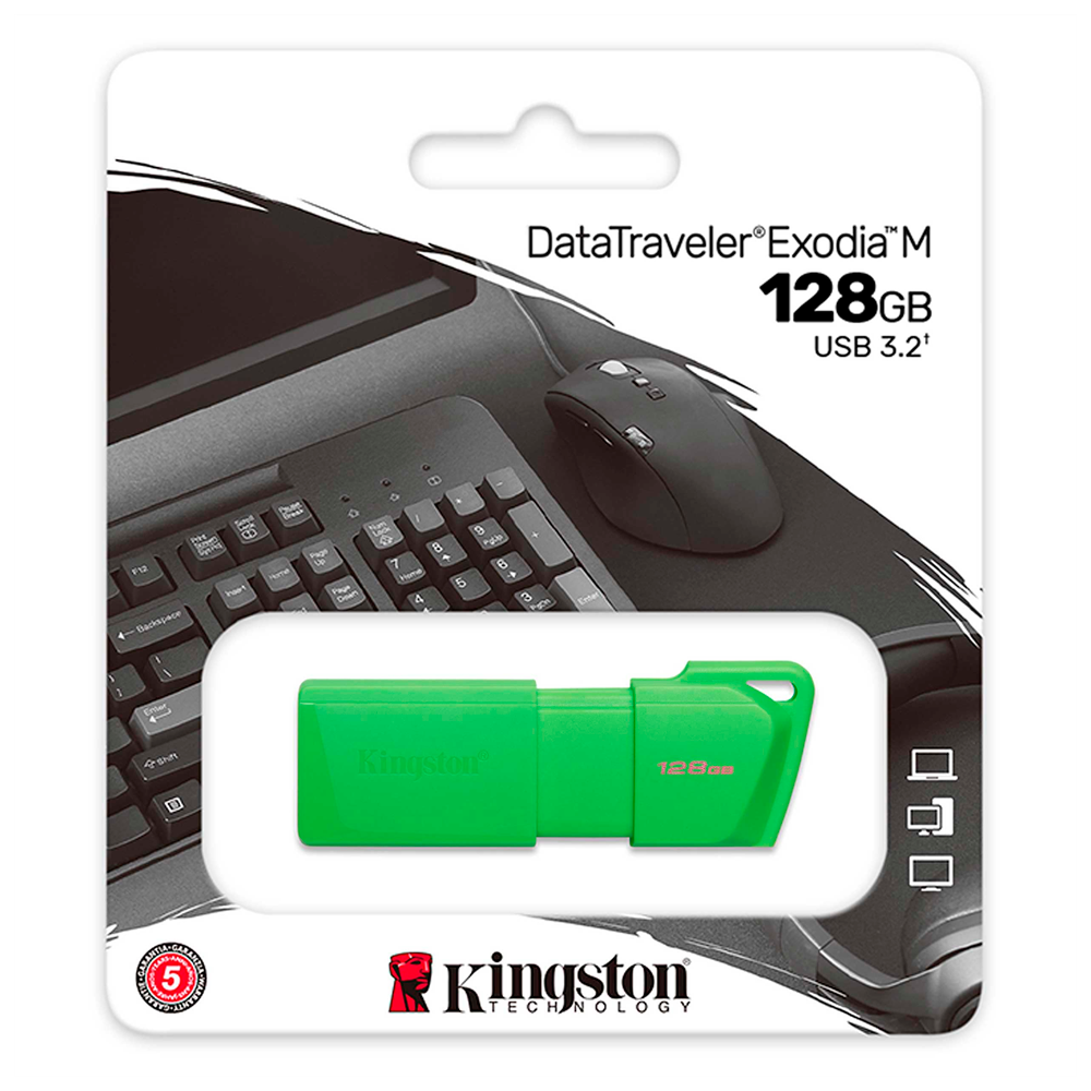 Memoria USB Kingston 128GB 3.2 DT Exodia M LATAM DTXM NEON Green, KC-U2L128-7LG
