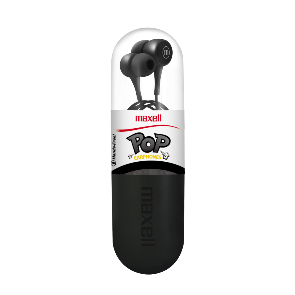 Audífonos Maxell IN-POP, con microfono 3.5mm, cable forrado y cubierto, stereo Color NEGRO
