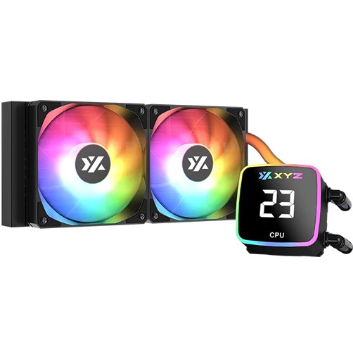 Enfriamiento liquido XYZ Aquapulse Fusion manguera ARGB 240mm - XYZ-SA-841 LGA 115X/1366/2011/1700/1200/1851, AM4 y AM5, pantalla LCD, 