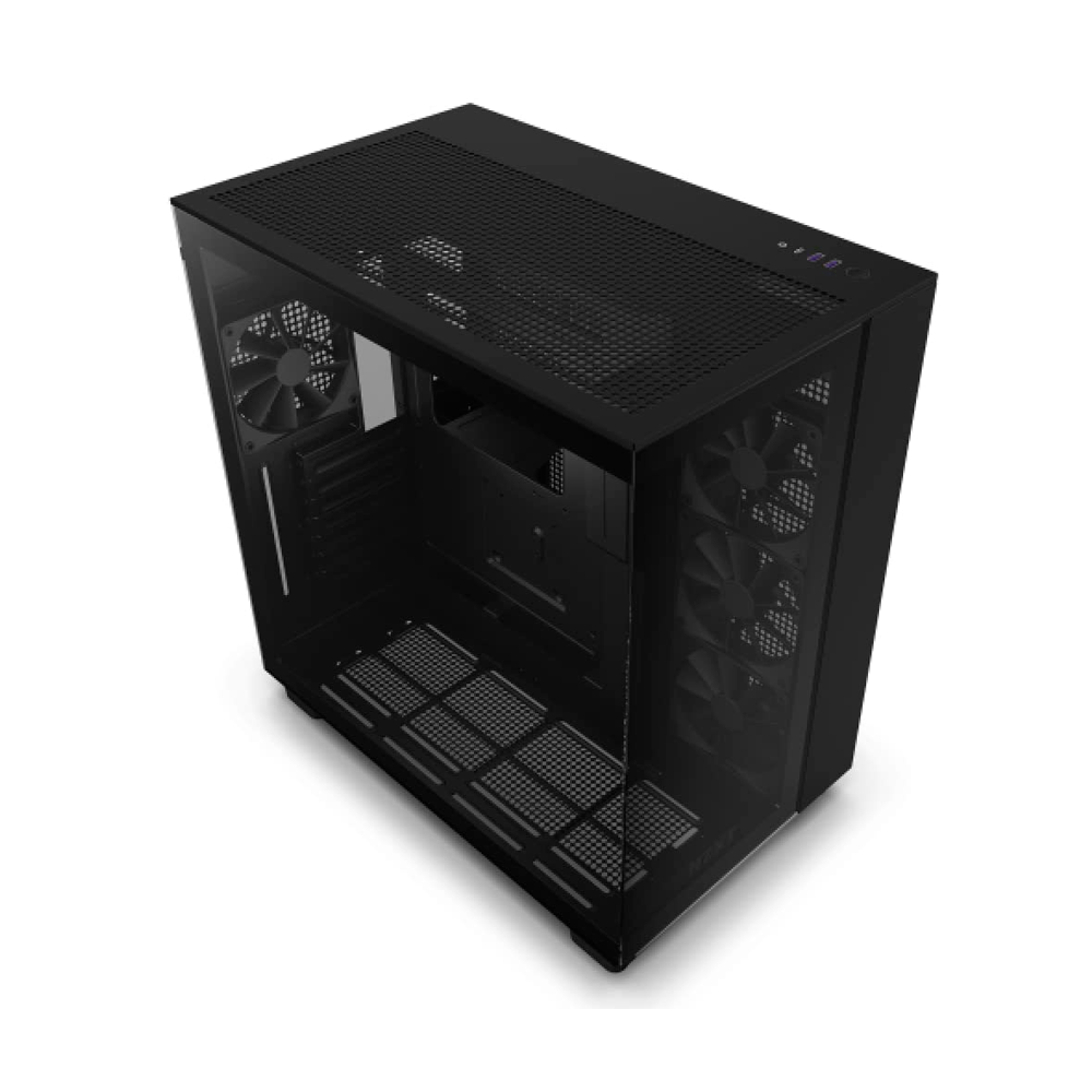 Case NZXT H9 Flow, Mini-ITX, Micro-ATX, ATX, Vidrio templado, 4 ventiladores CM-H91FB-01 color Negro