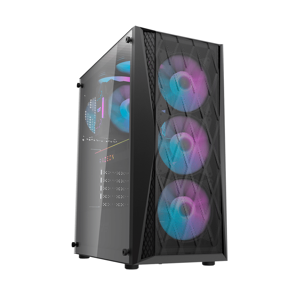 Case DarkFlash  DK352 - 4 x Fan ARGB - Negro, Malla metalica, 
