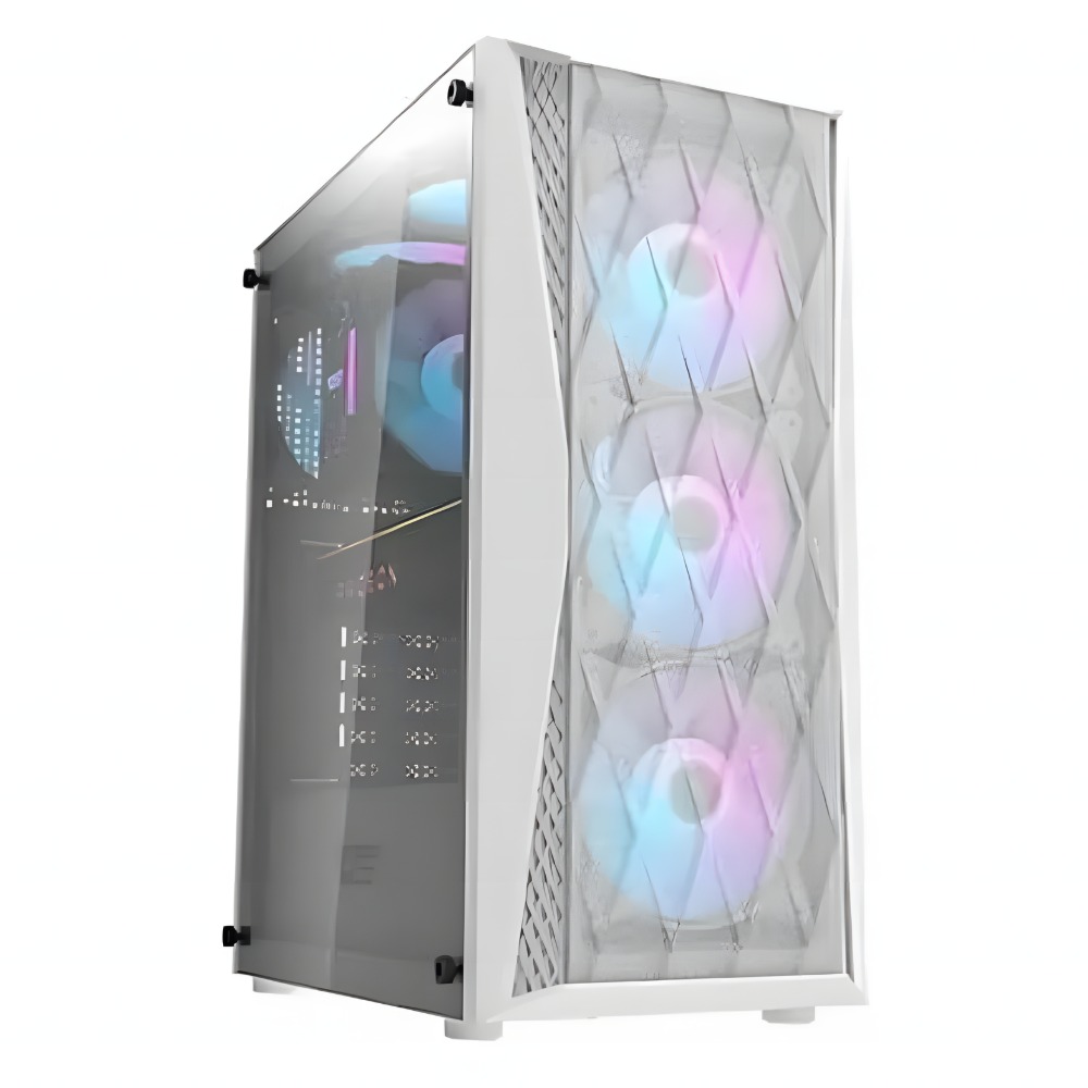 Case DarkFlash DK352 - 4 x Fan ARGB - Blanco, Malla metalica