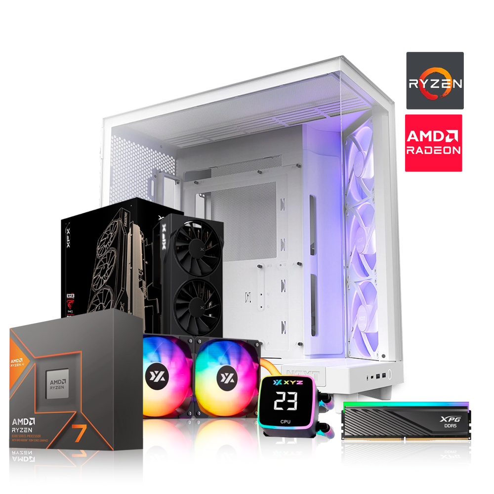 PC Gaming | Flow H6 | Ryzen 7 8700G / Aquapulse Fusion 360mm / 32GB RAM DDR5 / SSD M.2 512GB / RX 9070 OC 16GB / B650M / PSU 750W 80+ Bronce / H6 Flow RGB Case