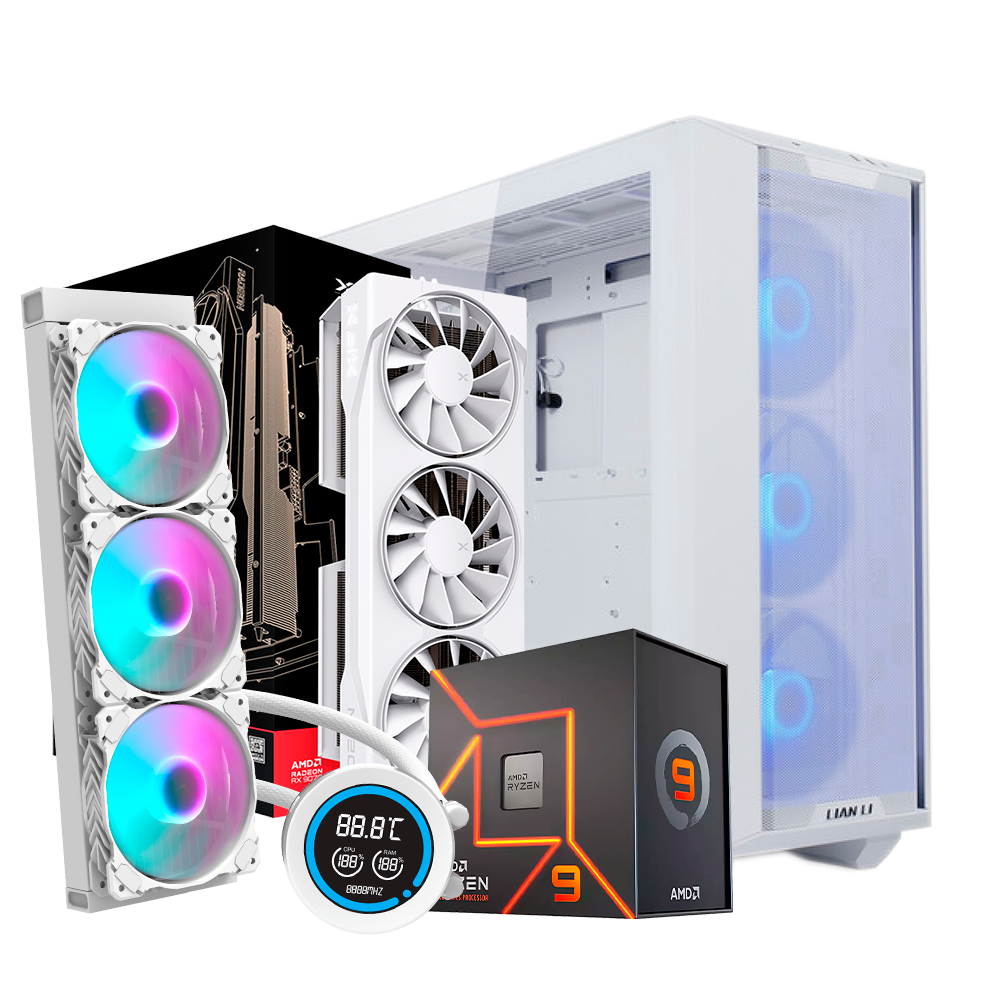 Pc Lancool lll Mesh, Ryzen 9 7900X, RX 9070 OC 16GB, RAM 64GB DDR5, SSD M.2 1TB, Enfriamiento AIO DN360D, 850W 80+ Bronce