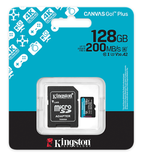 MicroSD Kingston 128GB XC Canvas Go Plus Gen4 200MB/s A2 U3, SDCG4/128GB