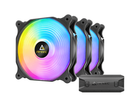 Ventilador Antec Neon F12 Racing - ARGB - Pack 3, Velocidad 500 ± 200 - 1500 ± 10% RPM