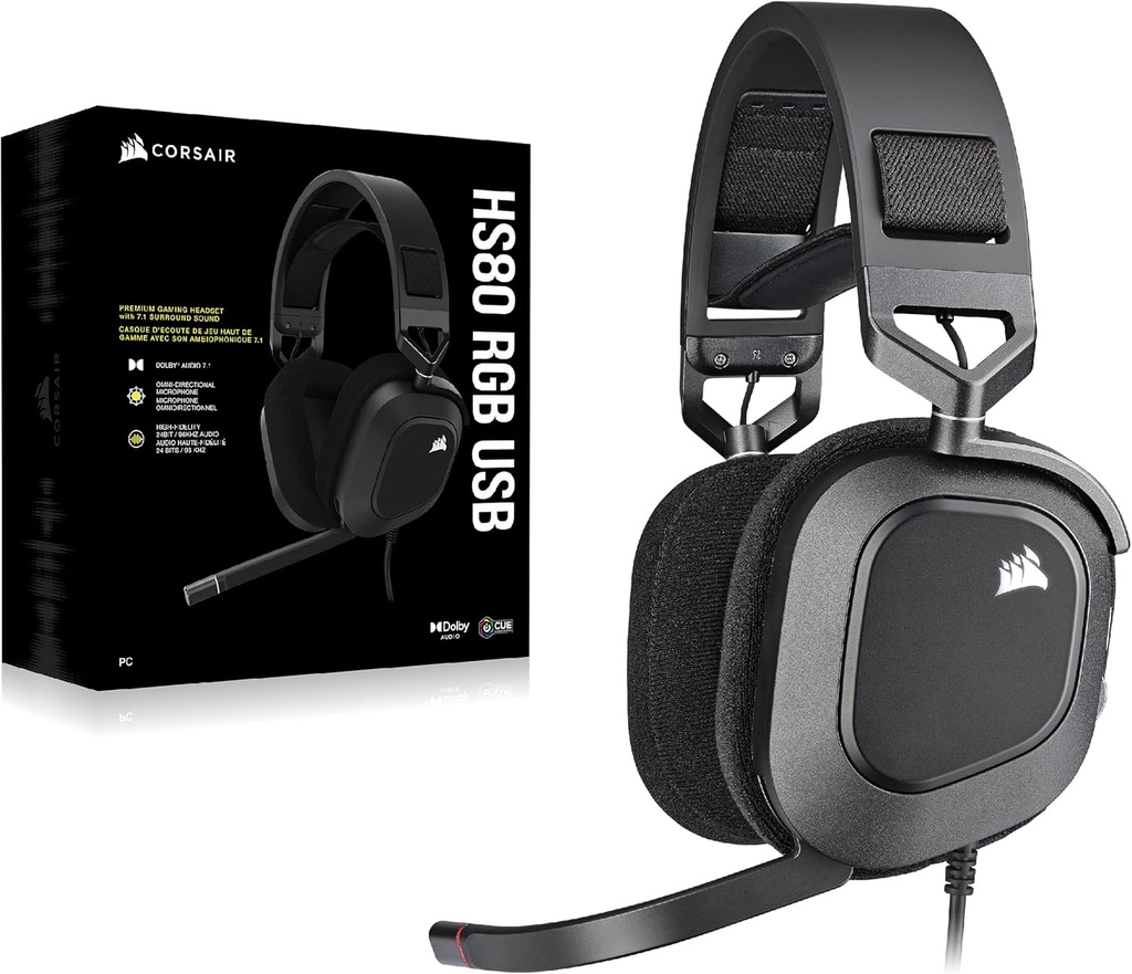 Headset Corsair HS80 RGB conexion USB - Negro - CA-9011237-NA