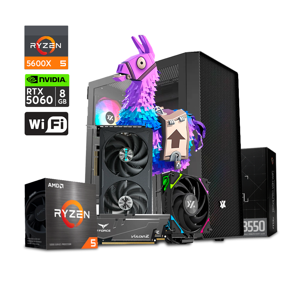 IRONE 50 PRO Ryzen 5 5600X / B550M / M.2 1TB /  32GB RAM 3200 (2X16GB) / RTX 5060 8GB / 650W / Disipador  XYZ Thermax 4 Pulsar ARGB / XYZ Airone 50 MESH