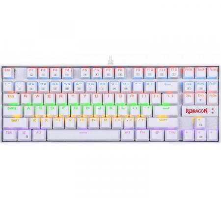 Teclado Mecanico REDRAGON Gaming KUMARA RAINBOW, Switch ROJO, TKL, USB, Blanco - K552W