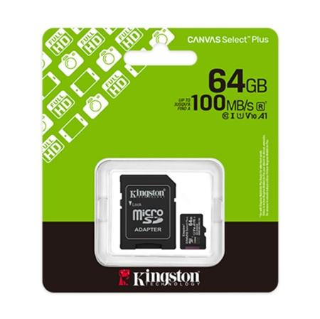 MicroSD, Kingston 64GB microSDXC Canvas Select Plus Gen3 100MB/s A1 C, SDCS3/64GB