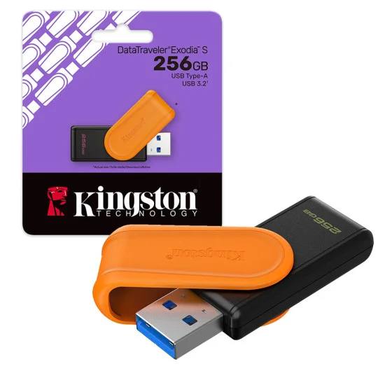 Memoria USB Kingston 256GB USB Tipo A, 3.2 DataTraveler Exodia S Black Orange, DTXS/256GB