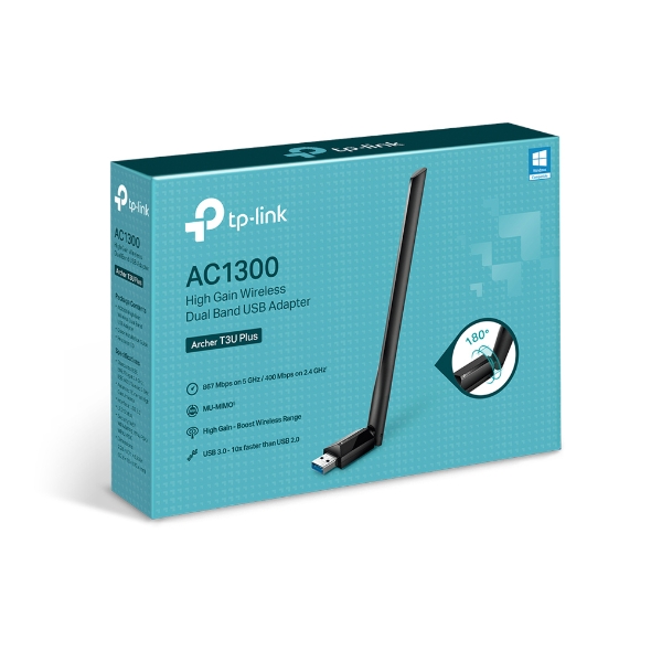 Adaptador USB Inalambrico TP-LINK Archer T3U Plus, AC1300, 400 Mbps 5.0 GHz/2.4 GHz, WI-FI5, Doble Banda, Puerto USB 3.0, 0152502323