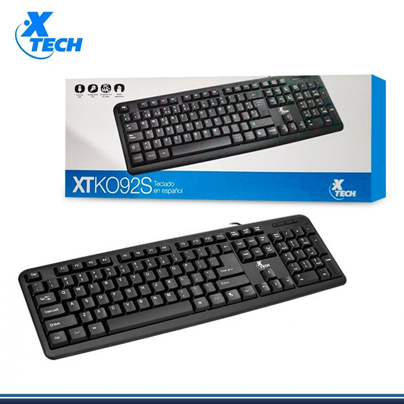  Keyboard-Xtech - Wired - Spanish - USB - Black - Standard XTK-092S