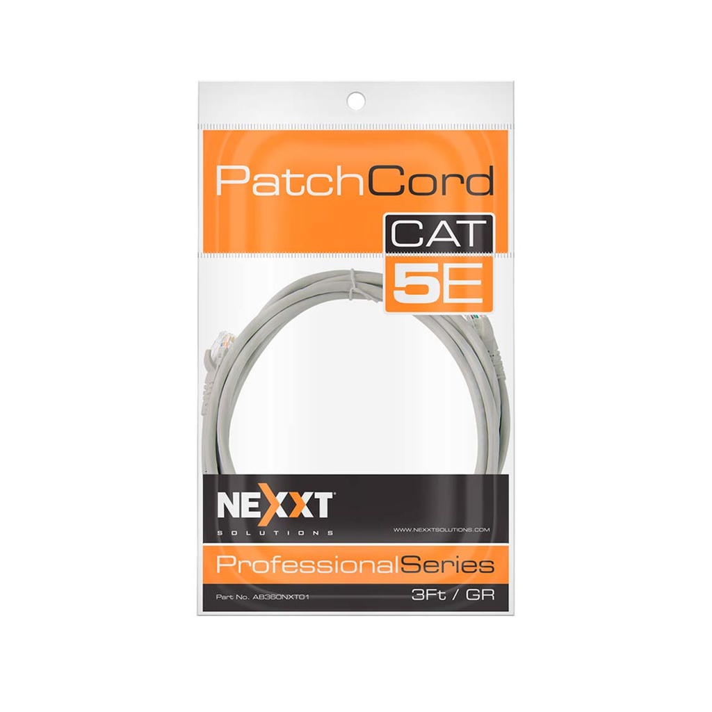 Patch Cord Nexxt Cat5E 3Ft(1 Metro), Gris, AB360NXT01